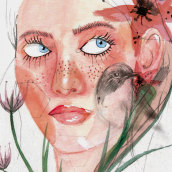 Retrato ilustrado en acuarela. Un progetto di Design, Illustrazione tradizionale, Disegno a matita e Pittura ad acquerello di Marta Fernández - 21.04.2020
