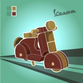 Wooden Vespa Vectors. Traditional illustration, Industrial Design, To, Design, and Vector Illustration project by Alberto Lapizero - 04.27.2020