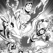 DC COMICS CONVERGENCE COVER LEGION OF SUPER-HEROES REDUX - Commission. Un proyecto de Diseño de personajes, Cómic e Ilustración digital de Pablo Alcalde - 29.04.2020