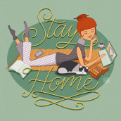 Stay Home. Un proyecto de Diseño de personajes, Ilustración vectorial y Dibujo a lápiz de Aurora Ramírez Collado - 03.05.2020
