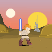 Mi Proyecto del curso: Luke Skywalker en un atardecer en Tatooine. Character Design, Pixel Art, and Game Development project by Arturo Torres Banda - 05.12.2020