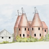 Pippins Farm Oasts. Ilustração arquitetônica projeto de Carolyn Newham - 27.05.2020
