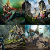 Dino Beasts - Board Game. Digital Illustration, Stor, telling, Concept Art, and Game Design project by Rai Serrano - 05.31.2020