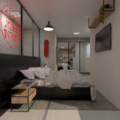 Loft: Quarto + Home office. Interior Architecture project by Richele Mendes - 05.31.2020