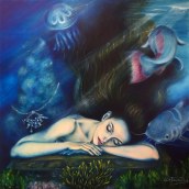 Chica azul / Blue Girl. Un proyecto de Bellas Artes, Pintura, Ilustración de retrato y Pintura al óleo de Lelia Fabiana Perez - 07.06.2020