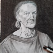 Retrato realista con lápiz de grafito. Chantal Grande. Desenho a lápis projeto de Rocio de la Iglesia - 08.06.2020