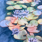 Lotus Flowers Mi Proyecto del curso: Técnicas de acuarela en negativo para ilustración botánica. Pintura em aquarela projeto de Ana Topoleanu - 10.07.2020