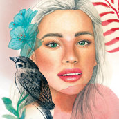 Mi Proyecto del curso: Chica y gorrion. Traditional illustration project by Teresa Romero - 07.13.2020