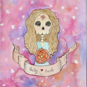 Calavera acuarela. Watercolor Painting & Ink Illustration project by Zeleste Pacheco - 07.17.2020