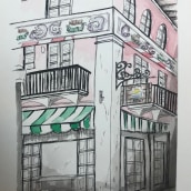 Española Way . Sketching, and Watercolor Painting project by gigi_o - 07.22.2020