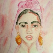 Mi Proyecto del curso: Retrato ilustrado en acuarela. Pintura em aquarela e Ilustração de retrato projeto de Paola Cuellar - 23.07.2020