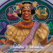 PRIDE: Marsha P. Johnson. Ilustração tradicional, Ilustração digital e Ilustração de retrato projeto de Celeste Vargas Hoshi - 25.06.2020