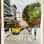 Mi Proyecto del curso: Paisajes urbanos en acuarela. L, scape Architecture, Street Art, and Watercolor Painting project by artnaszlo - 08.06.2020