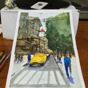 Meu projeto do curso: Paisagens urbanas em aquarela. Street Art, and Watercolor Painting project by cristianlisboa - 08.02.2020