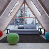 Render buhardilla casa de madera. Un proyecto de 3D, Arquitectura interior, Diseño de interiores, Infografía y Diseño 3D de Ferran Aguilera Mas - 12.08.2020