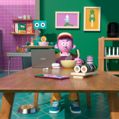 COCINA CON HUAWEI. Design, Illustration, 3D, Character Animation, 3D Animation, and 3D Design project by Aarón Martínez - 08.25.2020