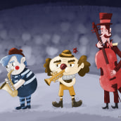 Mi Proyecto del curso: Fábrica de personajes ilustrados. Tres músicos cirqueros. Traditional illustration project by Katherine Angeles - 09.02.2020