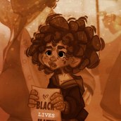 Short Story BLM. Traditional illustration, Character Design, Painting, Comic, 2D Animation, Drawing, Digital Illustration, Video Games, Concept Art, Digital Design, Game Design, Digital Drawing, and Digital Painting project by Laura Sánchez Quesada - 09.22.2020