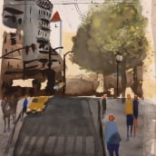 Ejercicio de Pito Campos - Curso de acuarela Paisajes urbanos . Un progetto di Pittura ad acquerello di javi leiva - 23.09.2020