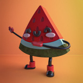 Watermelon. Un proyecto de Diseño de personajes, Modelado 3D, Diseño de personajes 3D y Diseño 3D de Ricardo Jurça - 29.09.2020