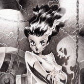 The Bride of Frankenstein. Traditional illustration project by Elysa Castro - 10.06.2020