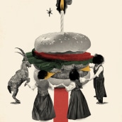 Día de la hamburguesa. Un proyecto de Collage, Ilustración digital y Narrativa de Nuria Mel. - 19.10.2020
