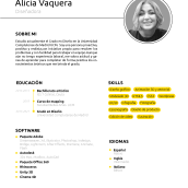 Curriculum Vitae. Arquitetura da informação, e Desenvolvimento de portfólio projeto de Alicia Vaquera Amaya - 20.10.2020