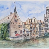 Belfry of Bruges - Belgium Ein Projekt aus dem Bereich Aquarellmalerei von Amy Munns - 26.10.2020