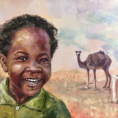The Little Girl from Sahara. Pintura, Desenho de retrato, Pintura Acrílica, e Brush Painting projeto de ElRey - 01.07.2020