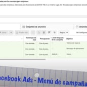 Tutorial de Facebook Ads 2020 - Menú de campañas. Marketing digital projeto de Samy Ataoui González - 17.11.2020