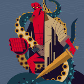 Hellboy. Un proyecto de Ilustración tradicional, Cómic, Ilustración vectorial e Ilustración digital de Ángel Svoboda - 30.11.2020