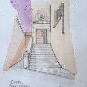 Castel Sant´Angelo - Roma. Pintura em aquarela projeto de Pablo Lozano - 11.12.2020