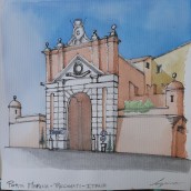 Porta Marina - Recanati - Italia. Pintura em aquarela projeto de Pablo Lozano - 11.12.2020