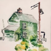 Green Cabin . Pintura em aquarela projeto de Orville Sentman - 18.12.2020