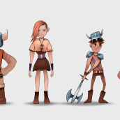 Fábrica de personajes ilustrados - Los 4 guerreros Vikingos. Un proyecto de Diseño de personajes, Ilustración digital y Dibujo digital de Daniel Zuga - 24.12.2020
