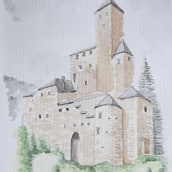 Castello di Taufers - Trentino - Alto Adige - Italia. Pintura em aquarela projeto de Pablo Lozano - 26.12.2020