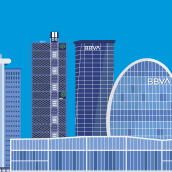 Ilustraciones edificios BBVA. Vector Illustration project by Alejandra Marín Garibay - 10.25.2019