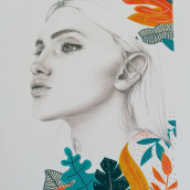 Mi Proyecto del curso: Retrato con lápiz, técnicas de color y Photoshop. Portrait Drawing project by Elena - 12.30.2020