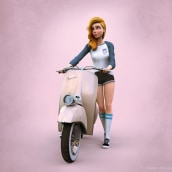 Biker girl. Un proyecto de 3D, Modelado 3D, Diseño de personajes 3D y Diseño 3D de Miguel Miralles - 18.10.2020