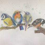 My project in Artistic Watercolor Techniques for Illustrating Birds course. Un proyecto de Pintura a la acuarela de selinashapland - 08.02.2021
