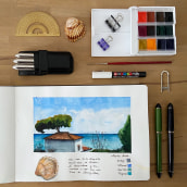 Vistas desde mi casa.Mi Proyecto del curso: Cuaderno de viaje en acuarela. Un proyecto de Dibujo artístico de Lourdes Alonso Carrión - 14.02.2021