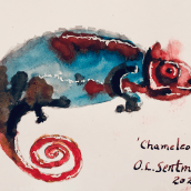 Chameleon. Pintura em aquarela projeto de Orville Sentman - 19.02.2021