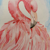Flamingo. Pintura em aquarela projeto de aleksandra_mz - 27.02.2021