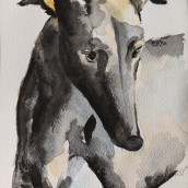 Greyhound. Pintura em aquarela projeto de aleksandra_mz - 01.03.2021