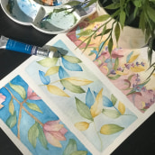 My project in Negative Watercolor Painting for Botanical Illustration course. Un proyecto de Pintura a la acuarela de carvalvo - 05.03.2021