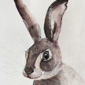 Rabbit. Pintura em aquarela projeto de aleksandra_mz - 06.03.2021