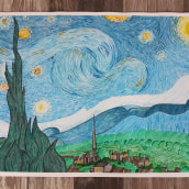 La Noche Estrellada de Van Gogh en Acuarela. Watercolor Painting project by Lydia Montemayor - 02.22.2021