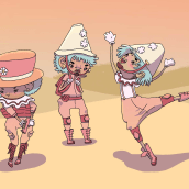 Las tres payasitas soldado circenses. Traditional illustration project by elba valadez - 03.16.2021