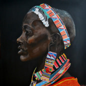 Masai. Painting, Portrait Drawing, Acr, and lic Painting project by Araceli Carrasco García - 03.20.2021