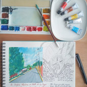 Mi Proyecto del curso: Cuaderno de viaje en acuarela. Pencil Drawing, and Watercolor Painting project by Yasmín Monroy Espinosa - 03.22.2021